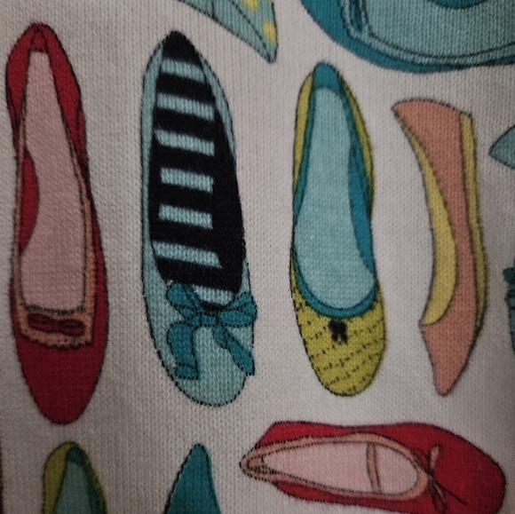 COPY-TALBOTS Colorful Novelty Shoe Print button up Cardigan Women size MP - Picture 3 of 10